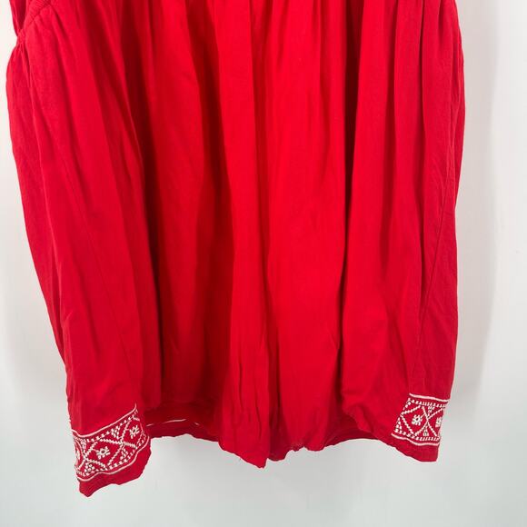 SHE + SKY Jumper Romper Size Large Red Embroidered Tassels Summer Beach Coastal - Picture 10 of 16
